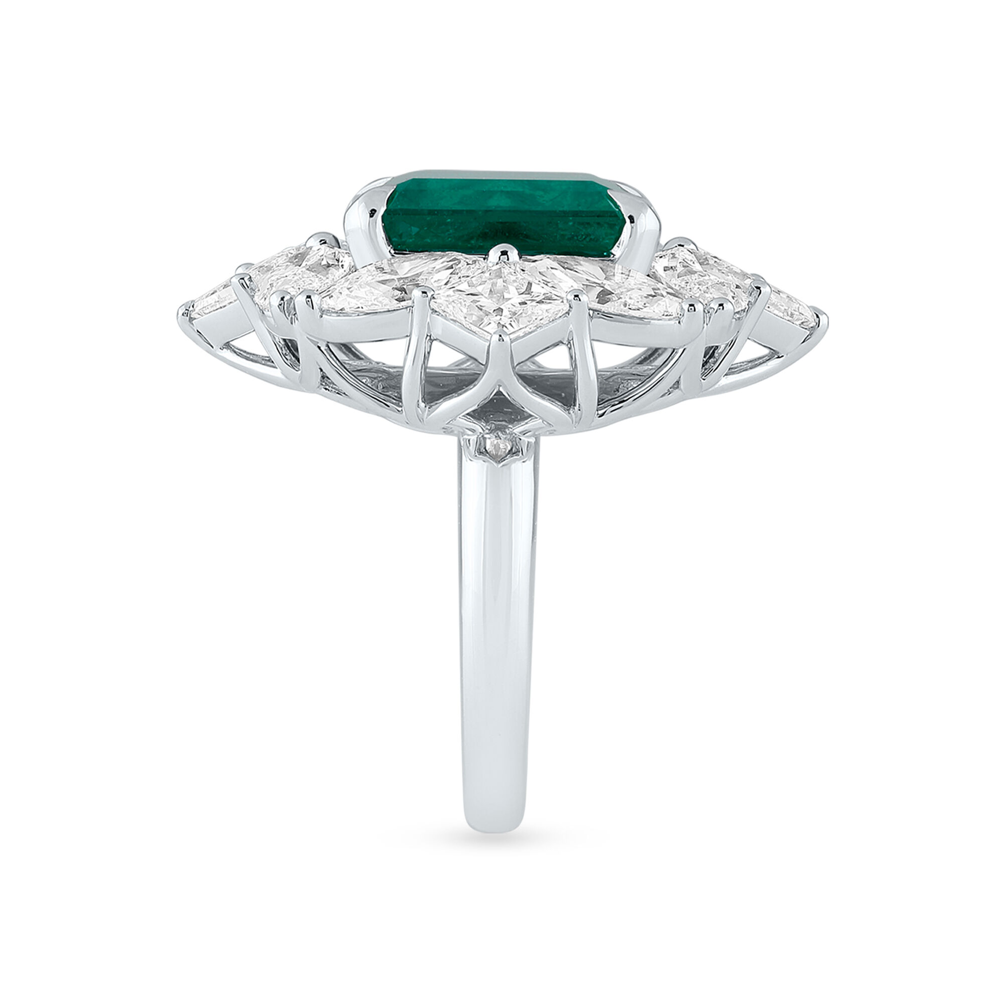 Birks Pure Desire Emerald Octagon Cut Ring with Diamonds in White Gold Maison Birks